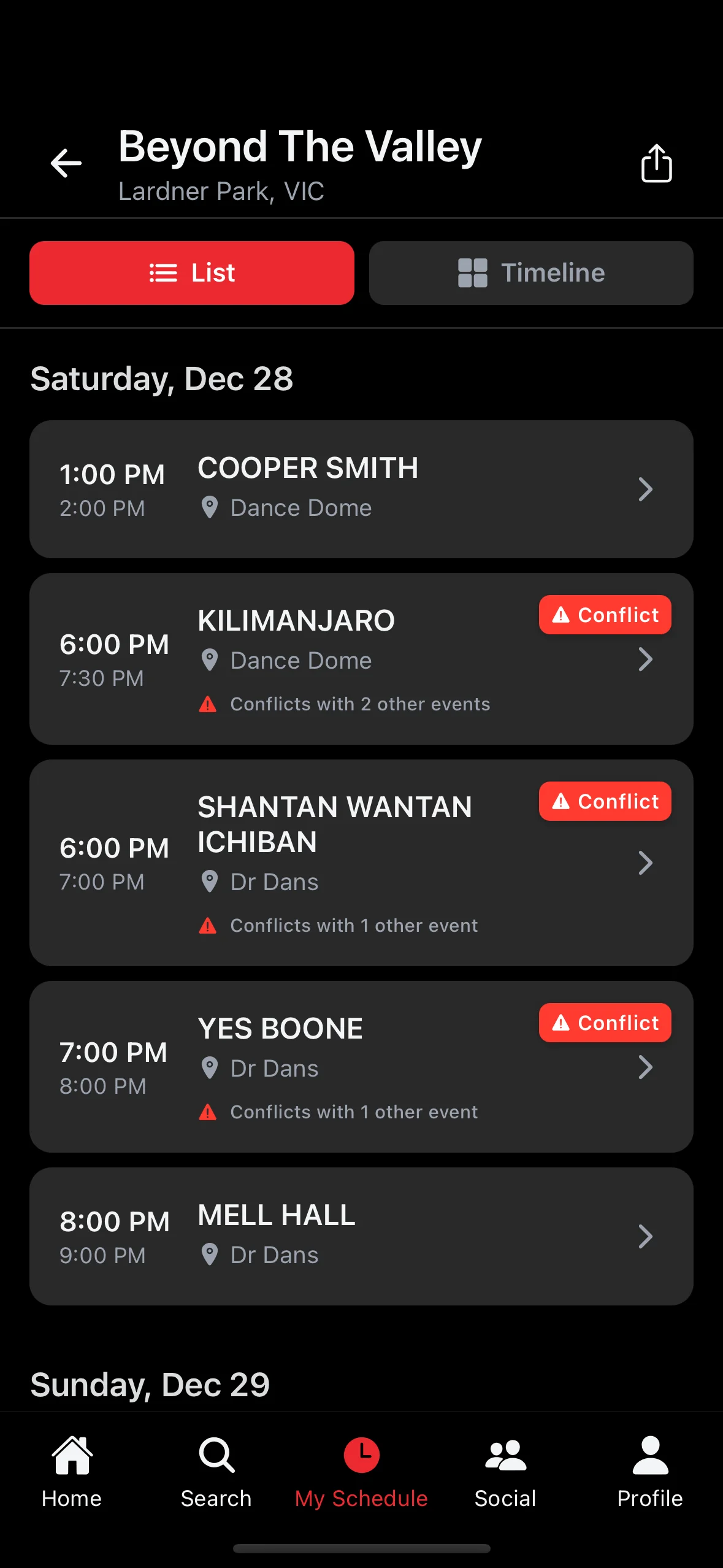 Schedule overview